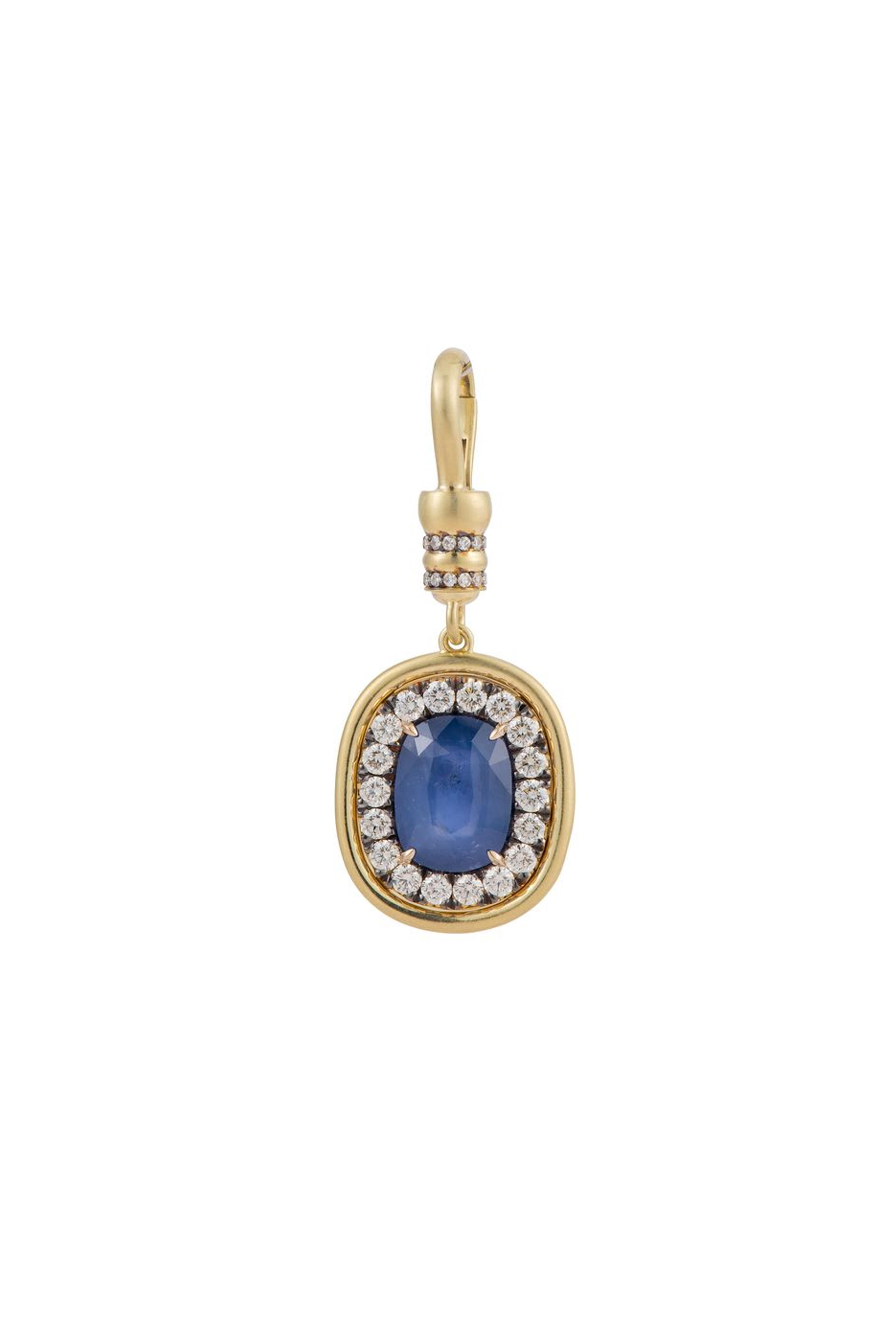 Sylva & Cie - Oval Sapphire & Diamond Pendant