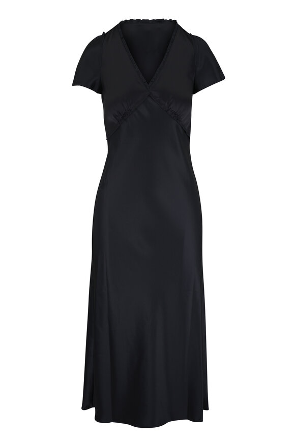 Dorothee Schumacher Shiny Statement Black Technical Satin Midi Dress - view 1