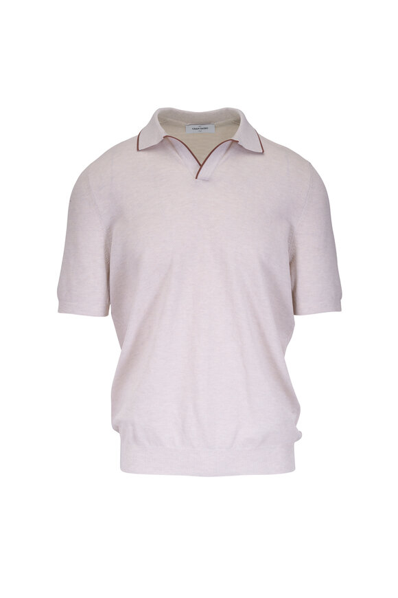 Gran Sasso Oat & Brown Tipped Cotton Polo