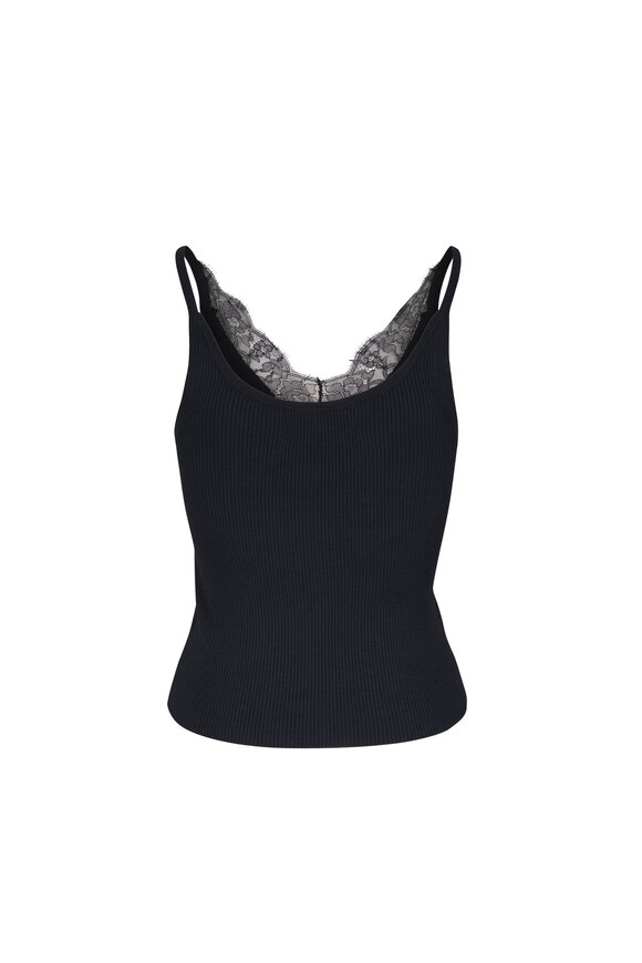 Nili Lotan Aronia Black Silk Ribbed Tank - view 2