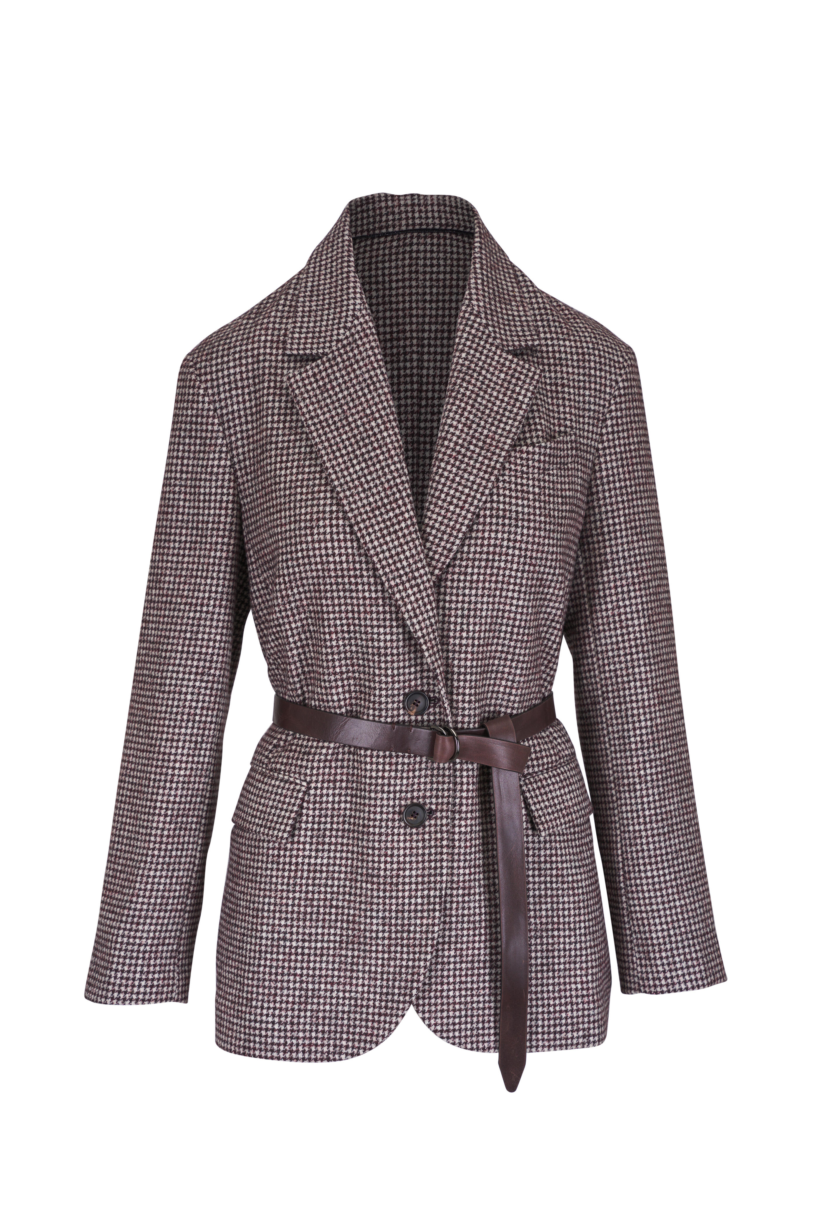 Brunello Cucinelli - Burgundy Houndstooth Jacket