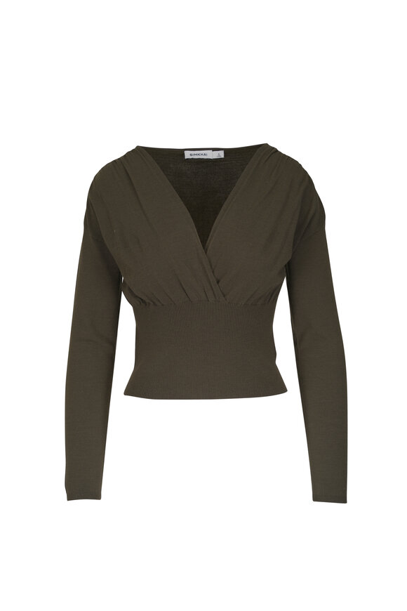 Simkhai Saige Army Green V-Neck Top - view 1