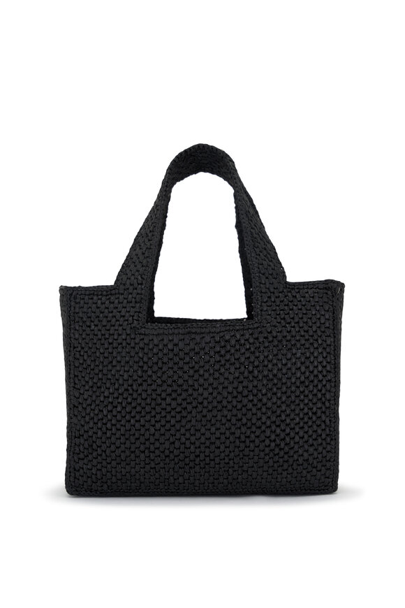 Loewe - Small Black Raffia Loewe Font Tote 