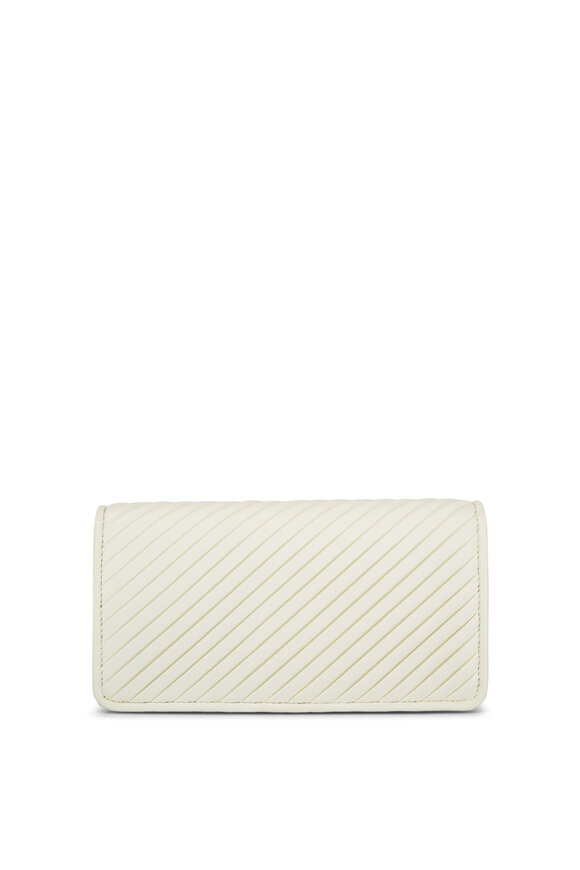 Valentino Garavani - VLogo Ivory Leather Plisse Wallet on Chain