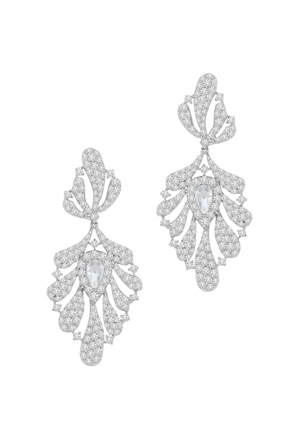 Sutra - White Gold Diamond Drop Earrings