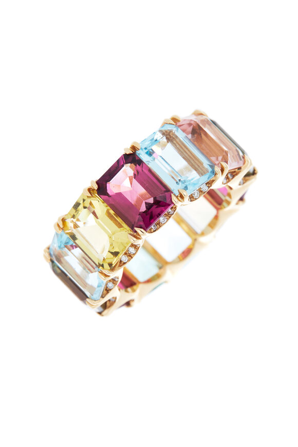 Eclat - 18K Pink Gold Beryl, Tourmaline & Diamond Ring