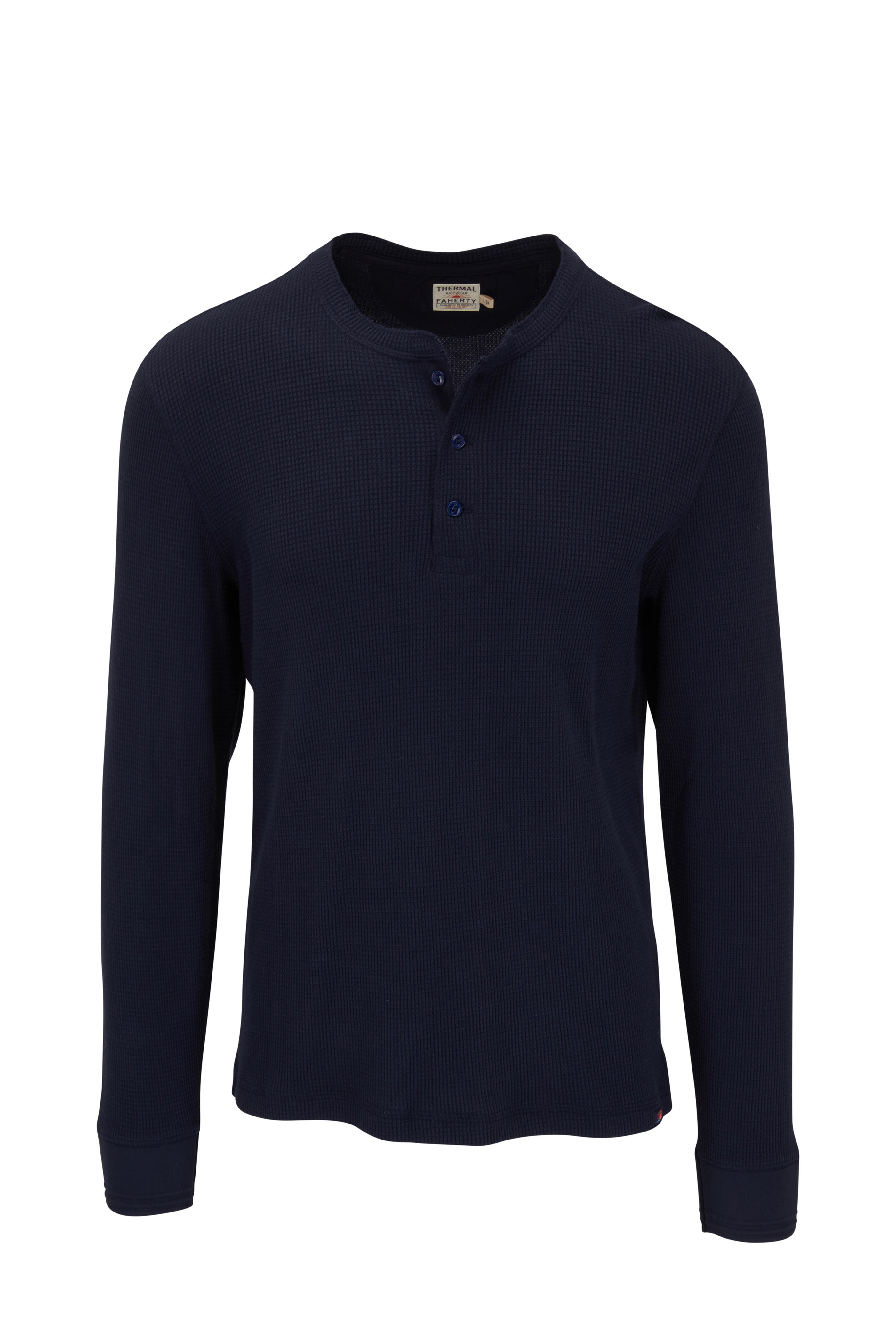 Faherty Brand - Legend™ Navy Waffle Knit Henley | Mitchell Stores