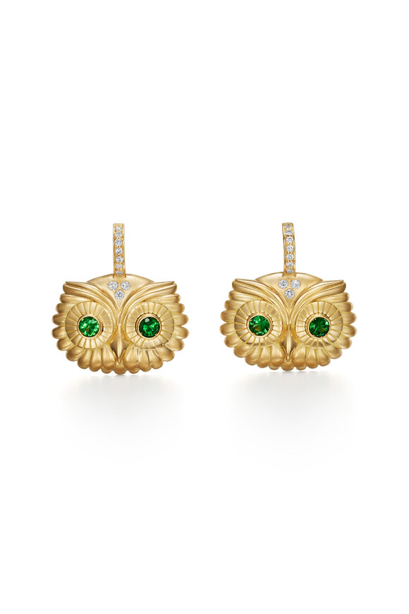 Temple St. Clair 18k Gold Athena Owl Earrings