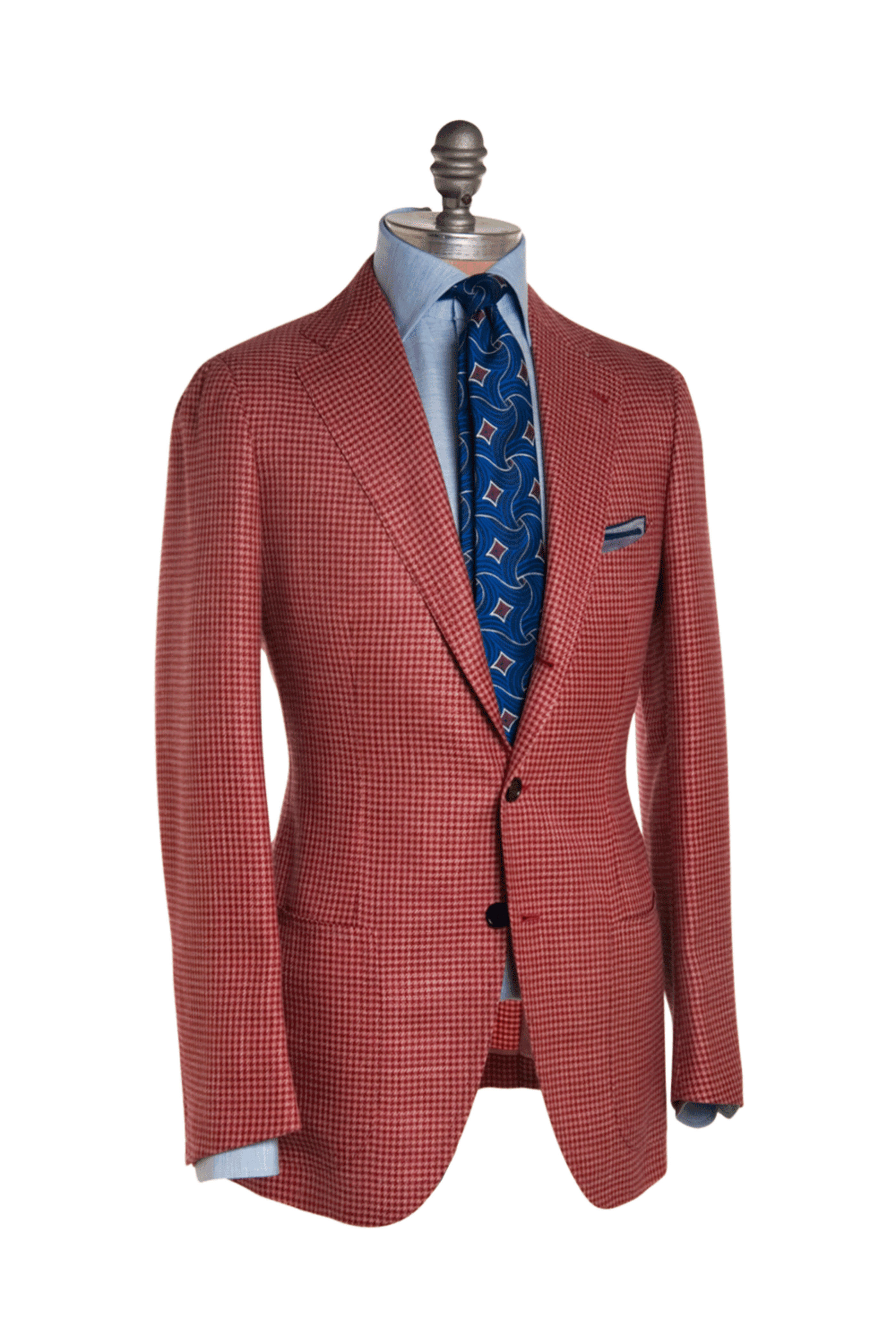 Cesare Attolini - Red and Coral Mini Houndstooth Sportcoat