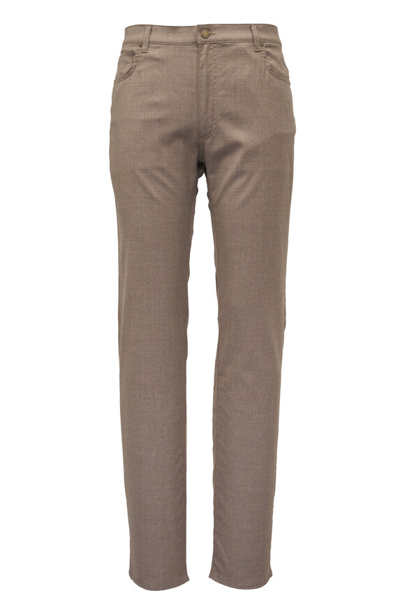 Maurizio Baldassari Tan Flannel Wool Five Pocket Pant