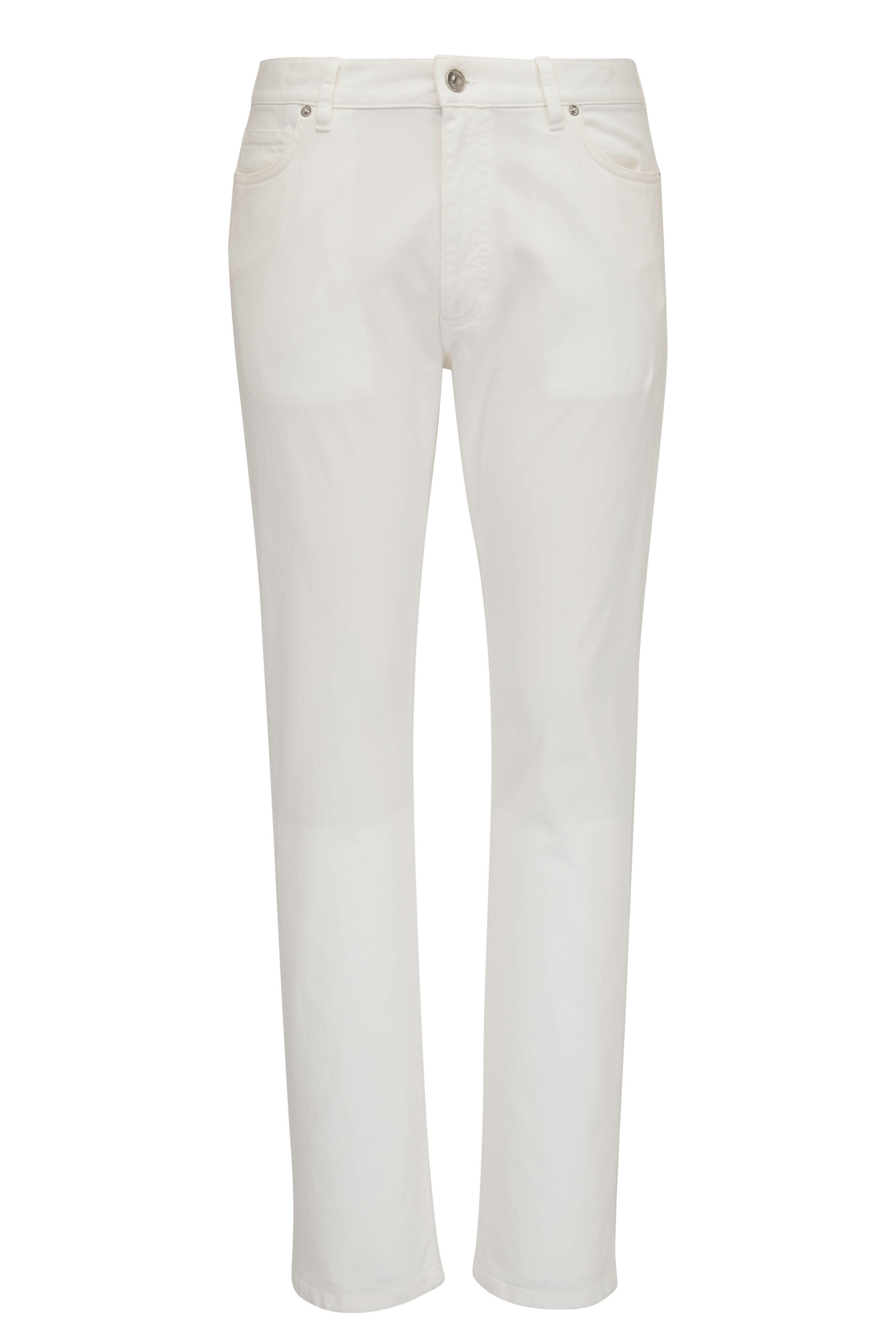 Zegna - City White Stretch Cotton Five Pocket Pant