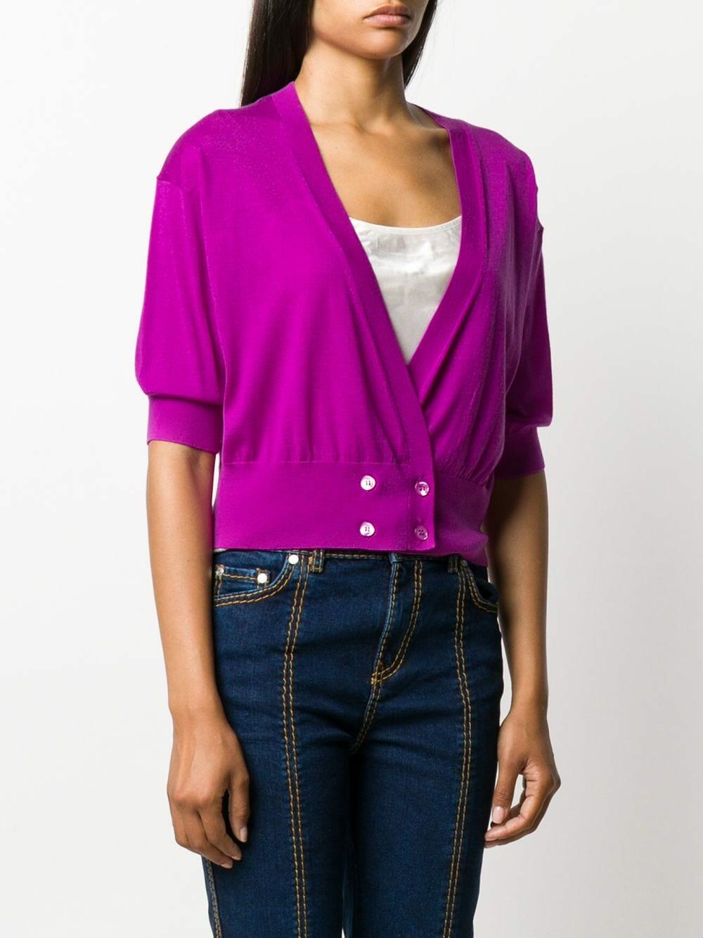 Dorothee Schumacher - Fuchsia Lightweight Elbow Sleeve Cropped Cardigan