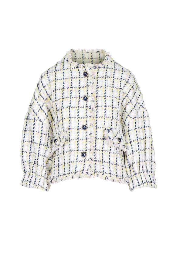 Essentiel Antwerp Oversized Jayden Basil Plaid Cropped Jacket