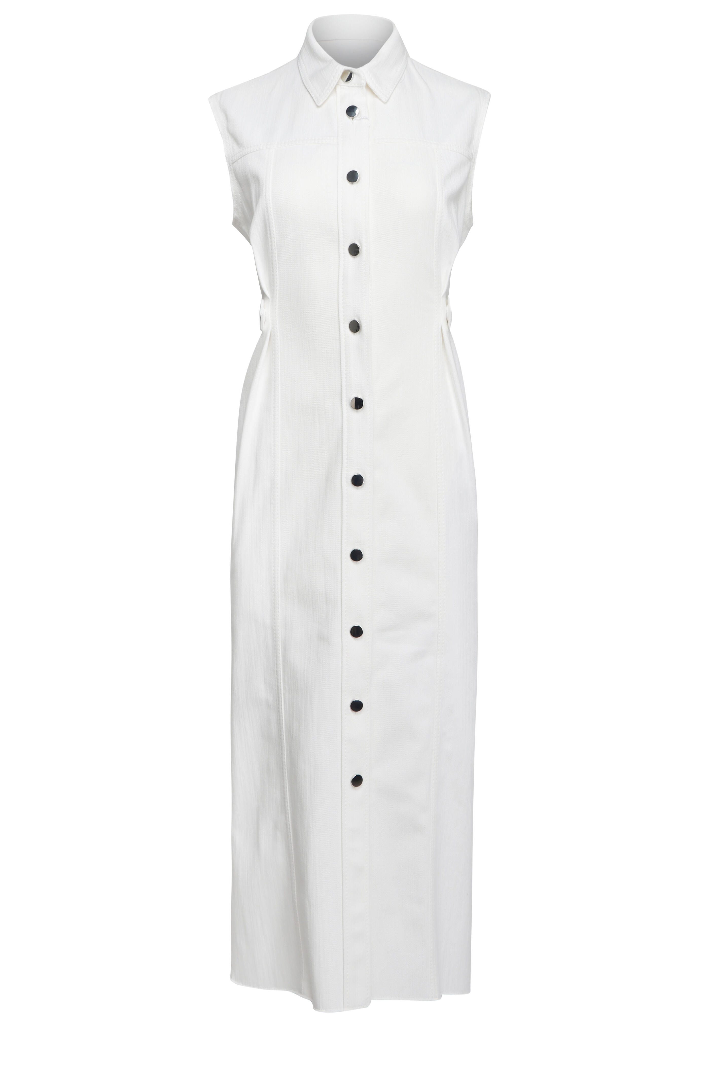 Akris Punto - Cream Denim Sleeveless Midi Shirtdress