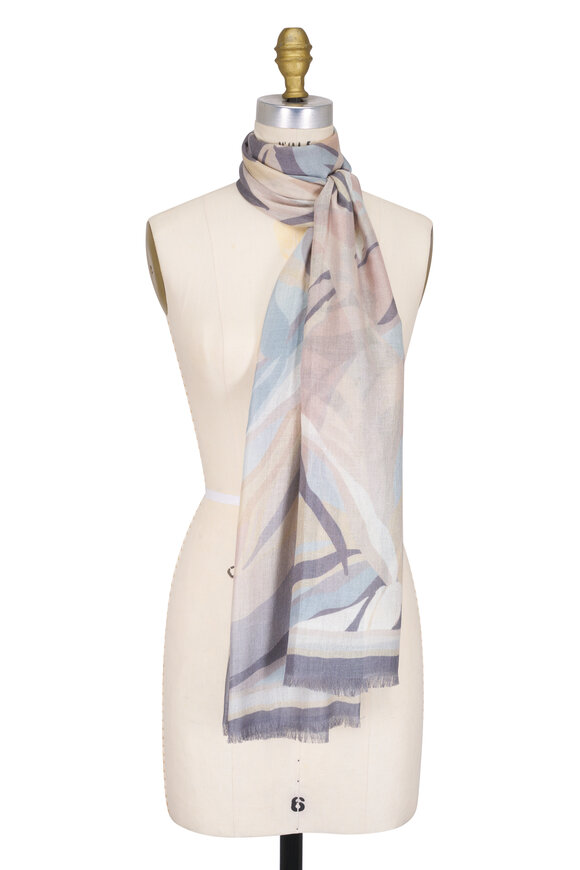 Kinross Driftwood Palm Leaf Print Scarf