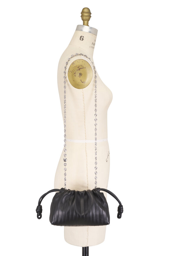 Loewe Flamenco Pleats Black Leather Chain Clutch - view 7