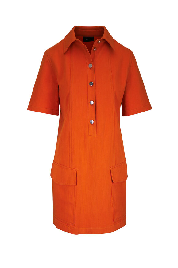 Akris Orange Denim Stretch Cotton Polo Dress