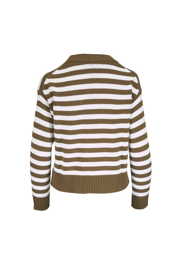 Veronica Beard Emile Olive & White Stripe Sweater - view 2