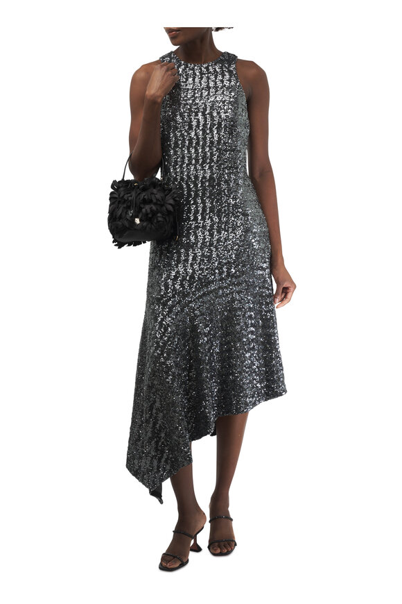 Michael Kors Collection - Sequin Asymmetric Drape Tank Dress