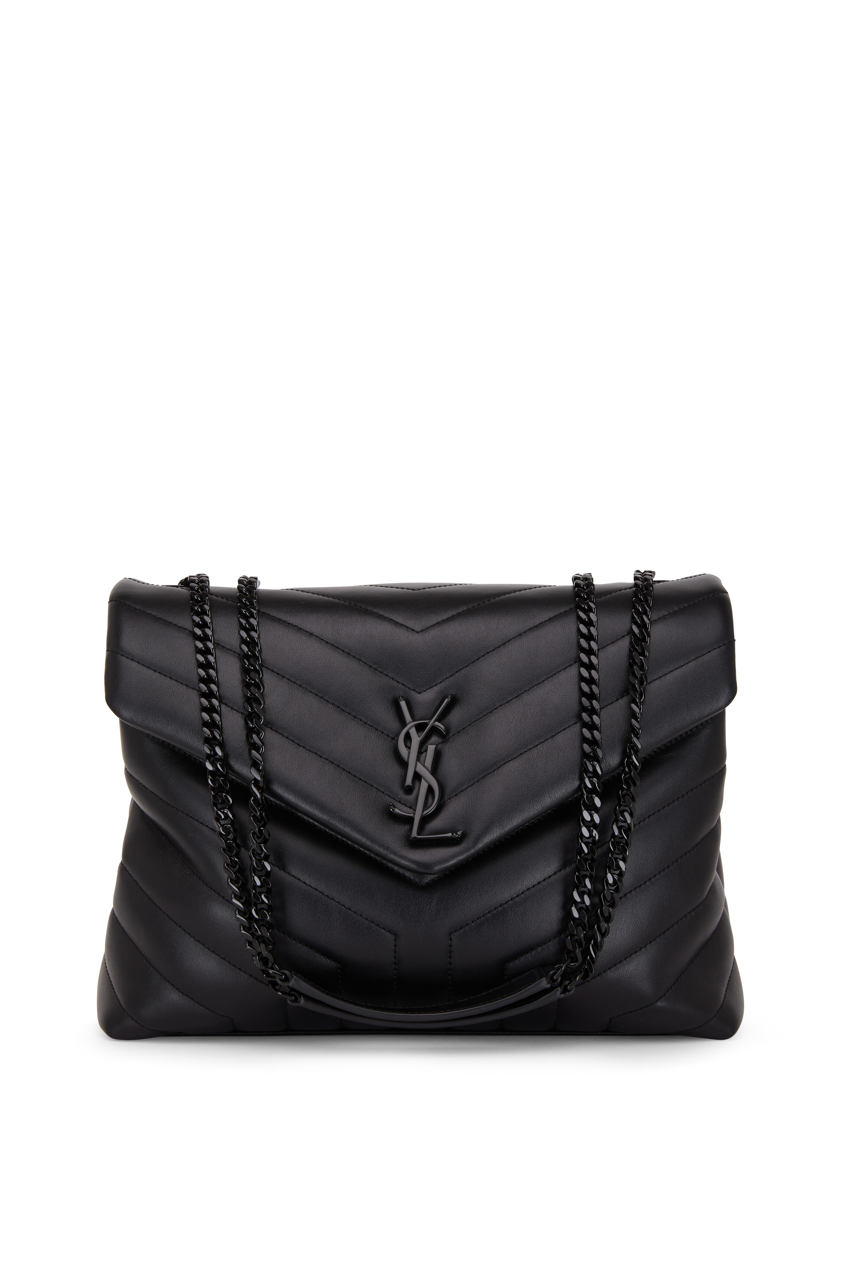 Saint Laurent - Loulou Black Quilted Leather Chain Medium Bag