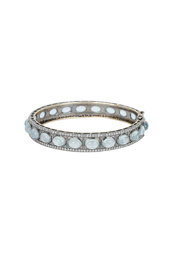 Loren Jewels - 14K Gold & Silver Aquamarine & Diamond Bracelet