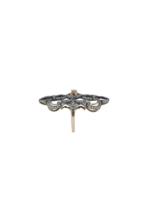 Loren Jewels - 18K Gold & Silver Elongated Diamond Ring