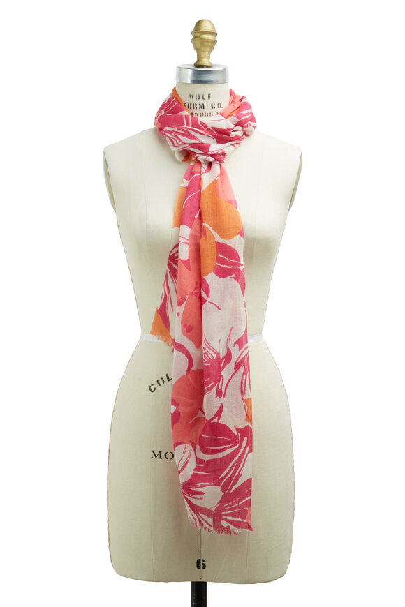 Kinross - Rose Silk & Cashmere Resort Floral Print Scarf