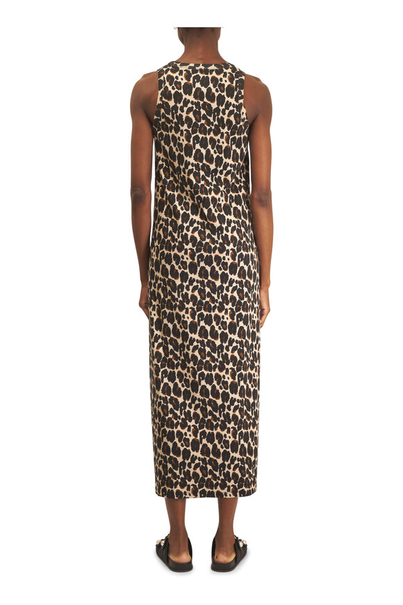 Majestic Multicolor Leopard Print Ribbed Midi Dress - view 4