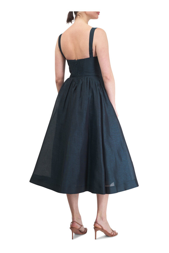 Zimmermann Rebellion Dark Teal Drape Midi Dress - view 4