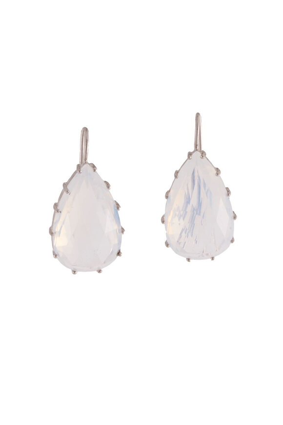 Sylva & Cie Teardrop Moon Quartz Earrings - view 1