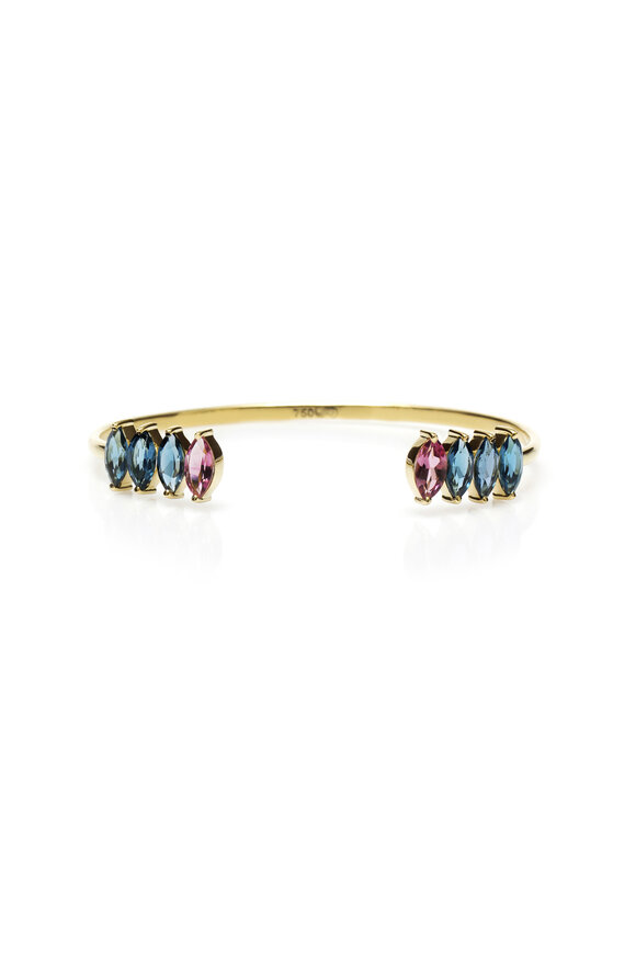 Yossi Harari - Oxidized Gilver Black Diamond Lila Bangle