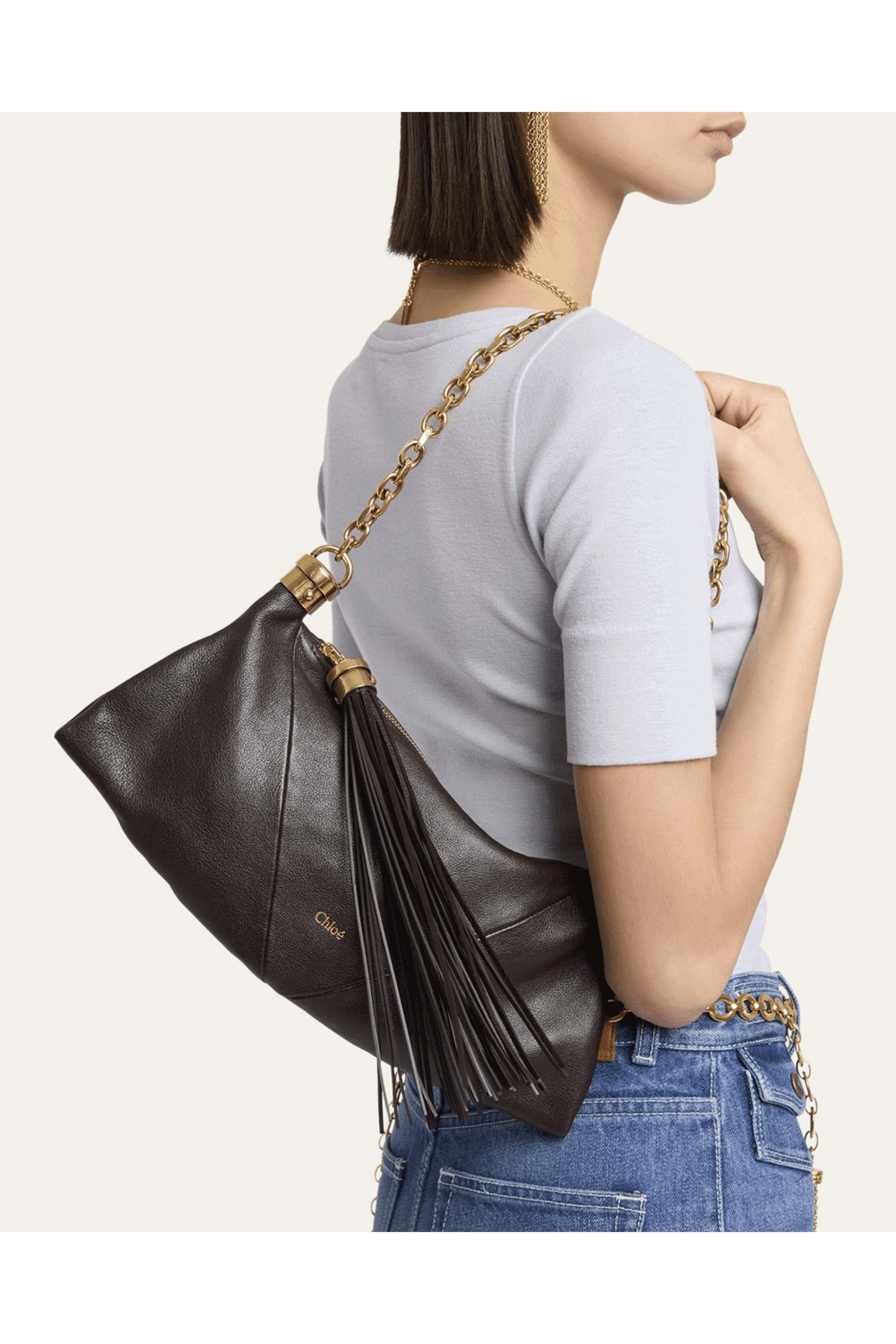 Chloé - Small Foulard Shoulder Bag in Kohl Brown