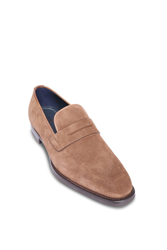 Scarpe di Bianco Vicenza Reverse Stitch Dark Brown Suede Shoe