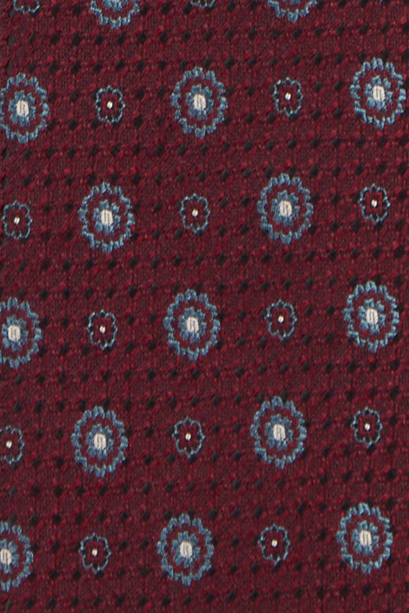 Geoff Nicholson Burgundy Floral Wool & Silk Necktie - view 2