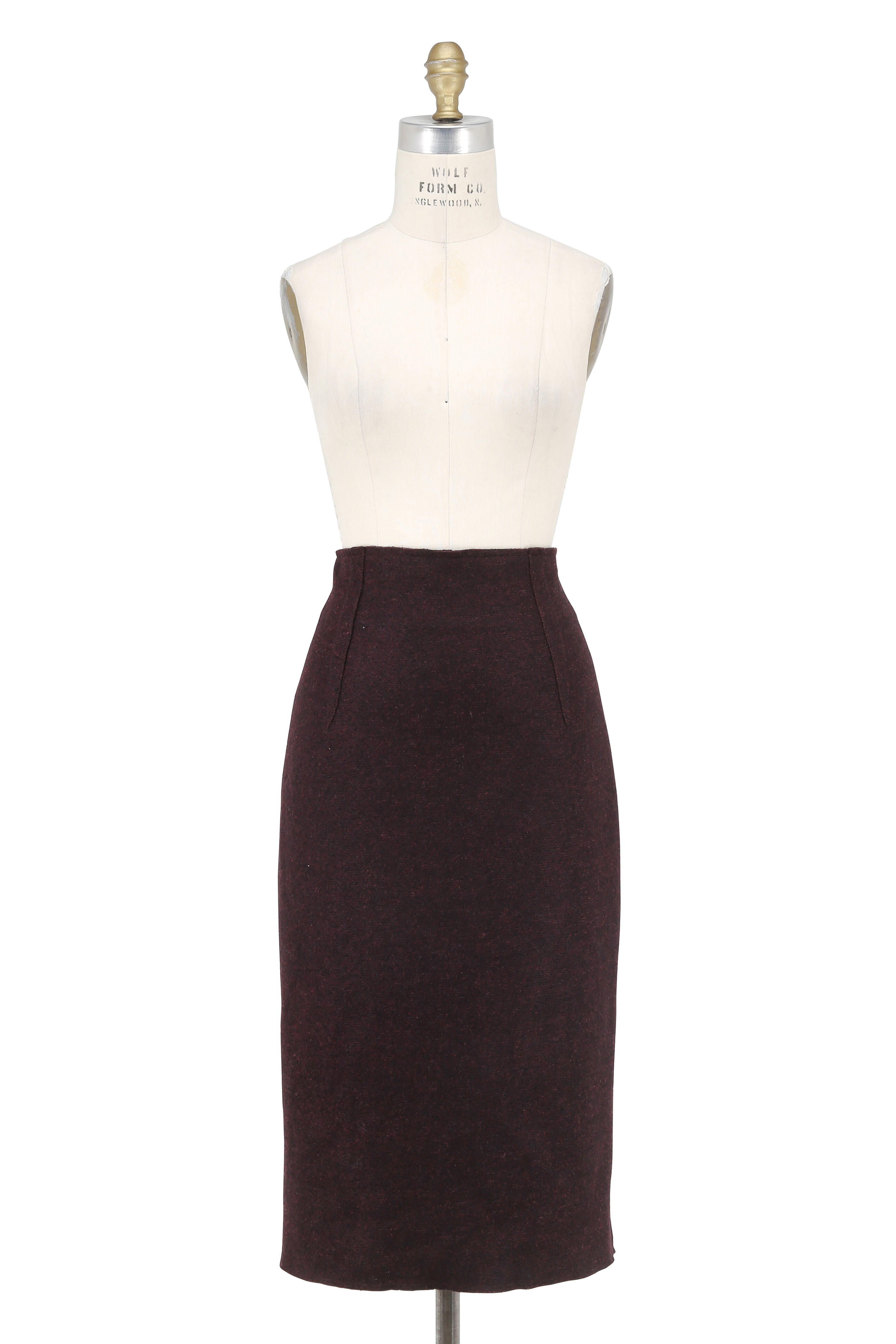 Kiton - Plum Cashmere Split Neck Pullover & Skirt Set
