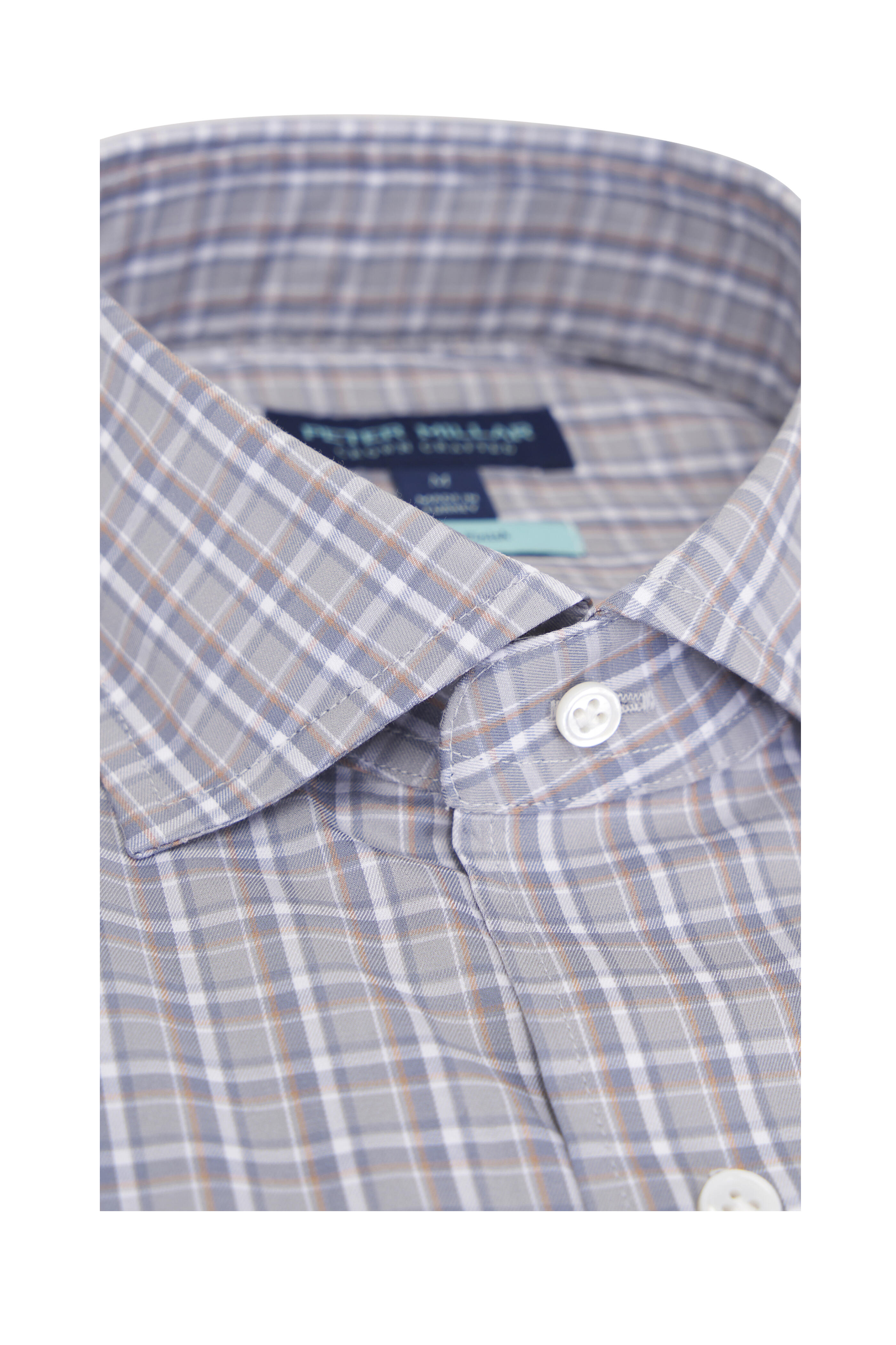 Peter Millar - Abetone Rain Cloud Gray Plaid Cotton Sport Shirt