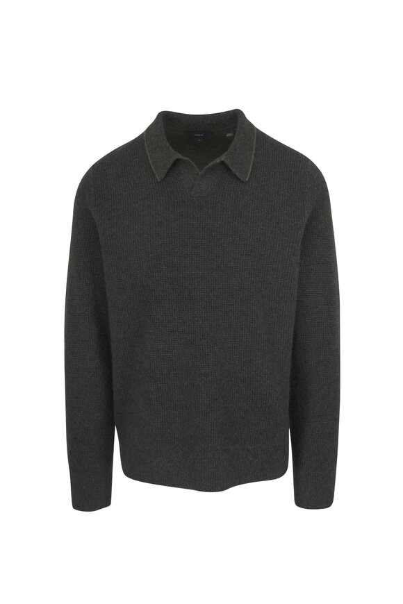 Vince Dark Green Boiled Cashmere Polo - view 1