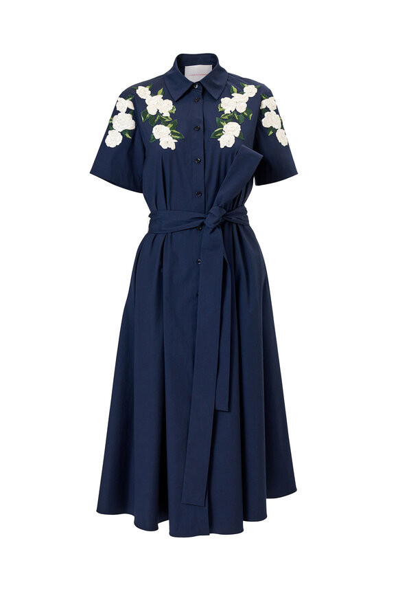 Carolina Herrera Midnight Embroidered Belted Shirtdress - view 6