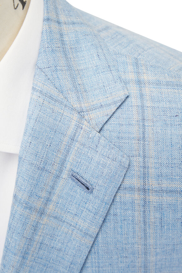 Kiton - Light Blue Windowpane Sportcoat