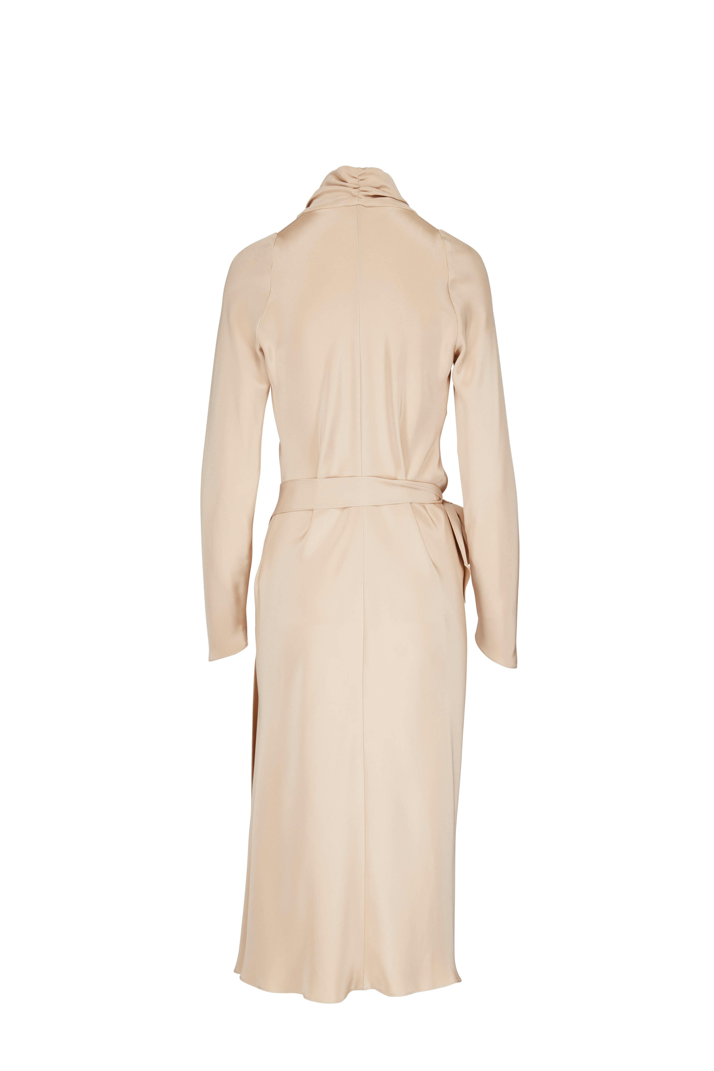 Peter Cohen - Victor Beige Long Sleeve Wrap Dress