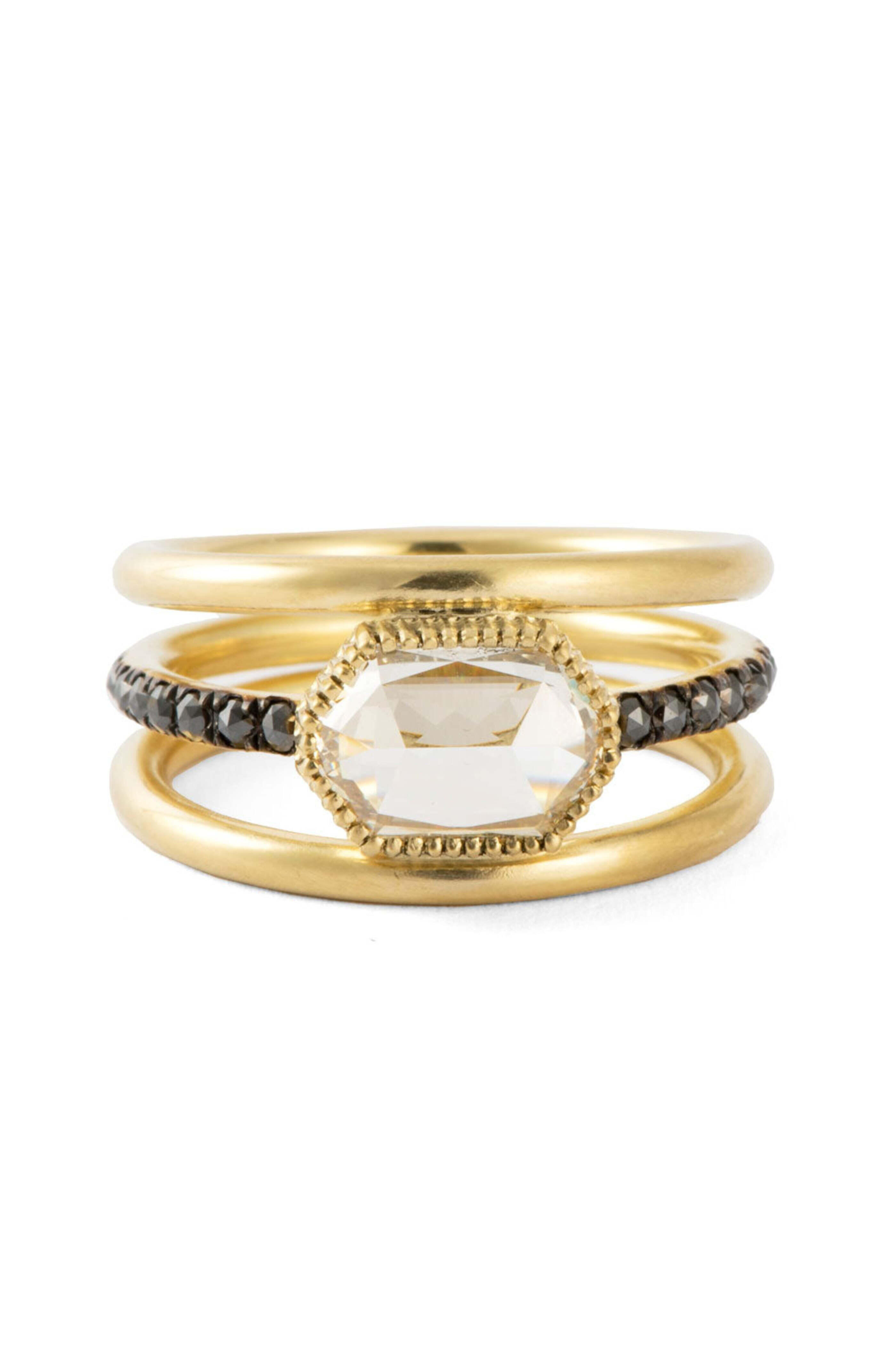 Sylva & Cie - Mother of Diamond Hexagon Tier Ring