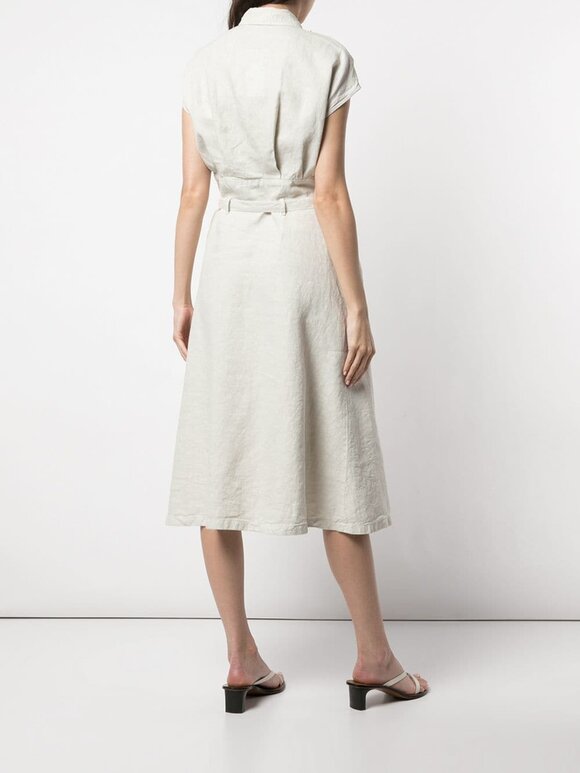 Aspesi - Beige Linen Cap-Sleeve Belted Dress