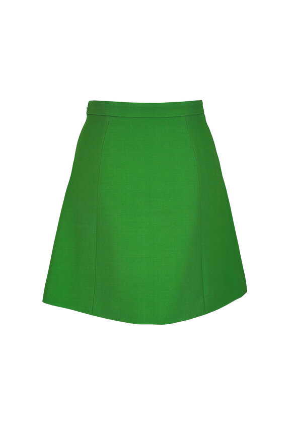 Valentino - Green & Blue Crepe Couture Wool & Silk Mini Skirt