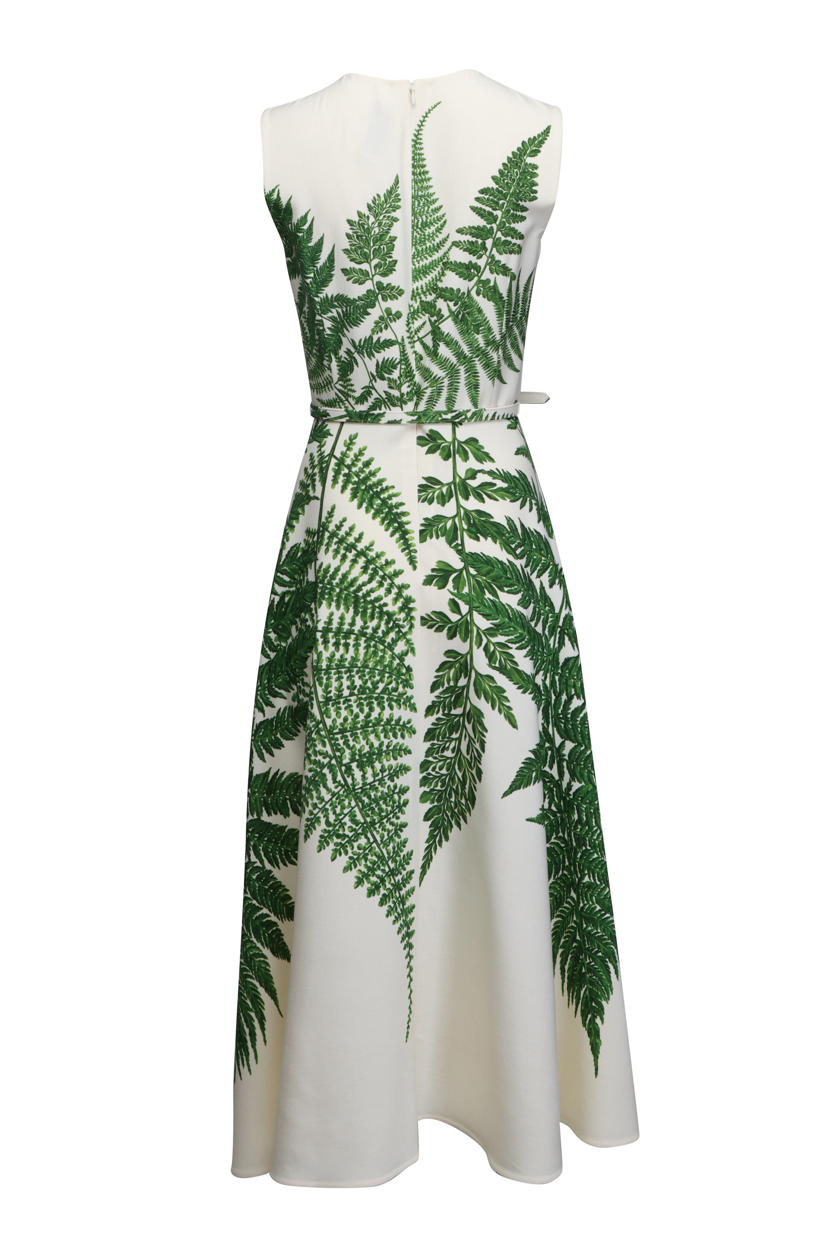 Oscar de la Renta - Fern Ivory & Green Wool Day Dress