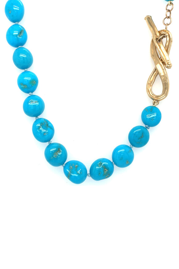 Ellen Hoffman 14k Yellow Gold Infinity & Turquoise Necklace - view 1