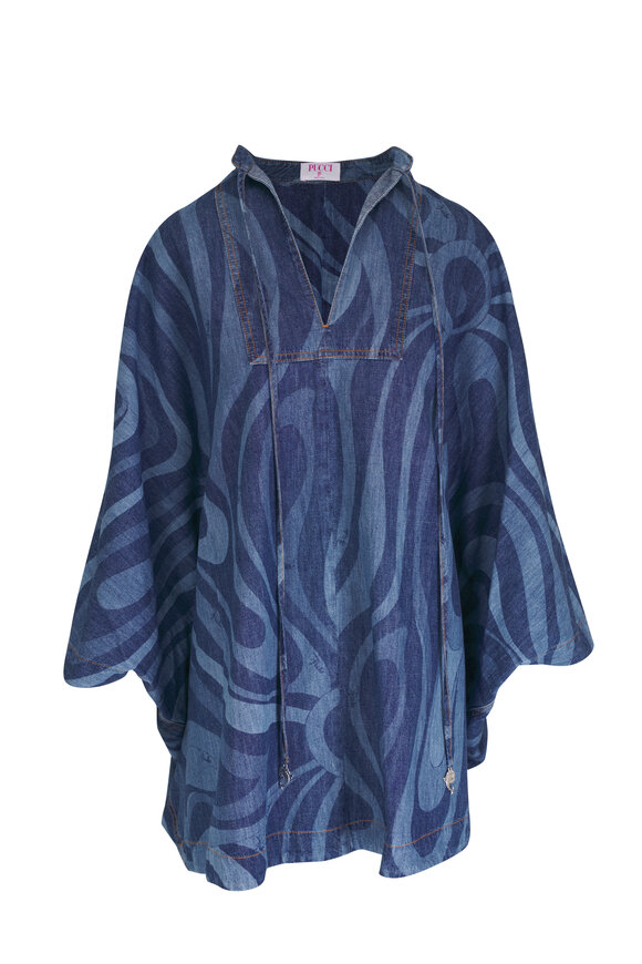 Pucci Marmo Print Denim Kaftan 