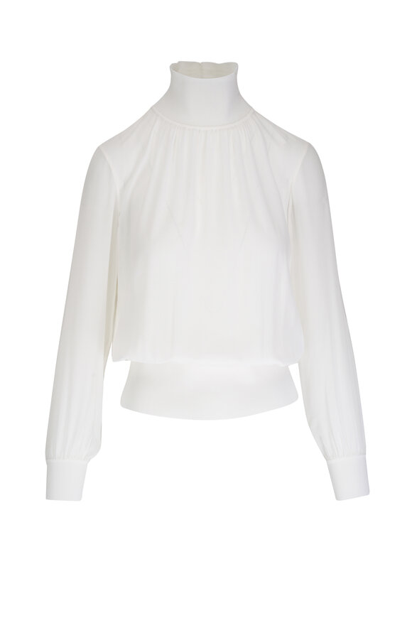 Lafayette 148 New York White Silk Georgette Blouse