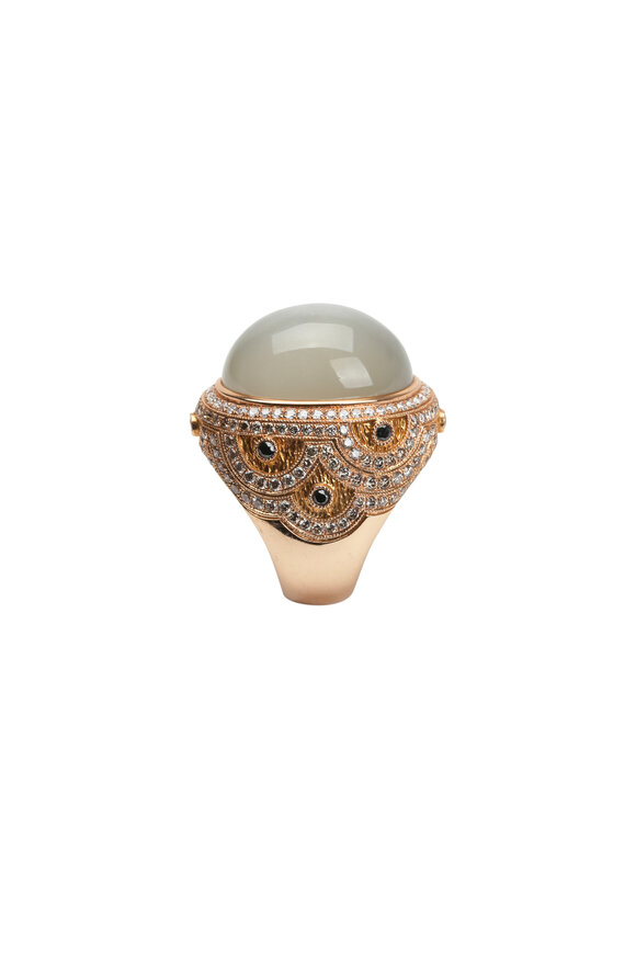 Loren Jewels - 18K Rose Gold Moonstone & Diamond Cocktail Ring