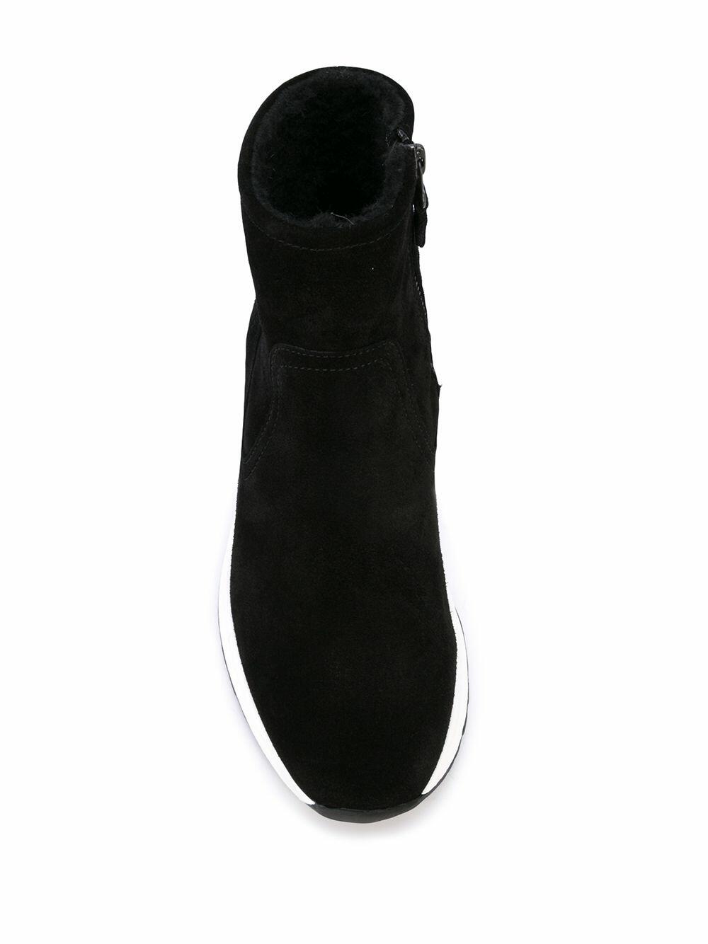 Aquatalia Betty Black Suede Shearling Lined Sneaker Boot