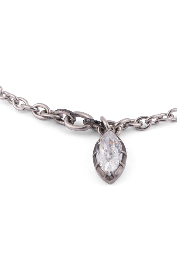 Sylva & Cie Platinum Marquise Diamond Necklace - view 2